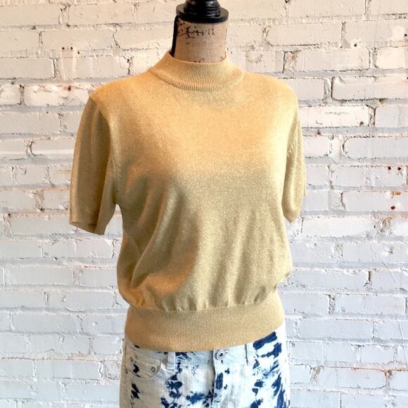 Christopher & Banks Golden Hi-Neck top. Size M EUC - Picture 1 of 9